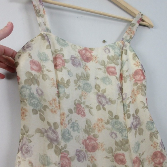 Dessy Creations Maxi Sundress Women's 10 Ivory Floral Vtg Prom Cottagecore 272 - Picture 6 of 13